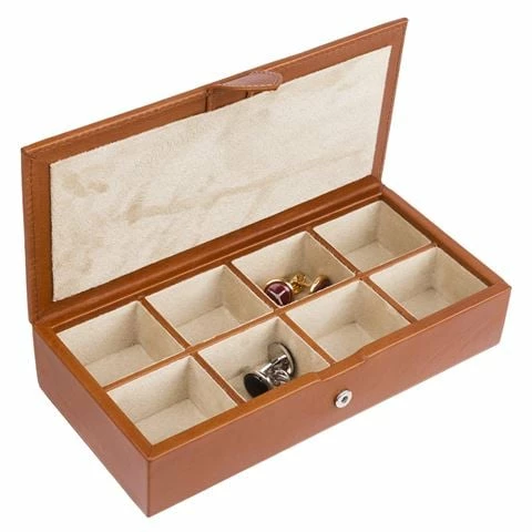 Redd Leather - Leather Cufflink Box Cognac