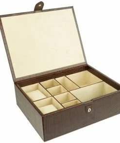 Redd Leather - Crocodile Leather Accessories Box Chocolate