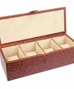 Redd Leather - Ostrich Leather Watch Box Large Tan