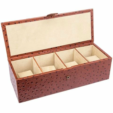 Redd Leather - Ostrich Leather Watch Box Large Tan