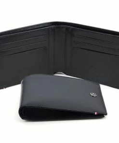 Dupont - D Line Leather Wallet W/ 6 Credit Card Slots Black