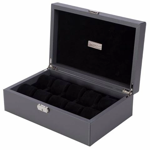 Renzo Romagnoli Renzo - Leather Watch Box For Ten Watches Grey
