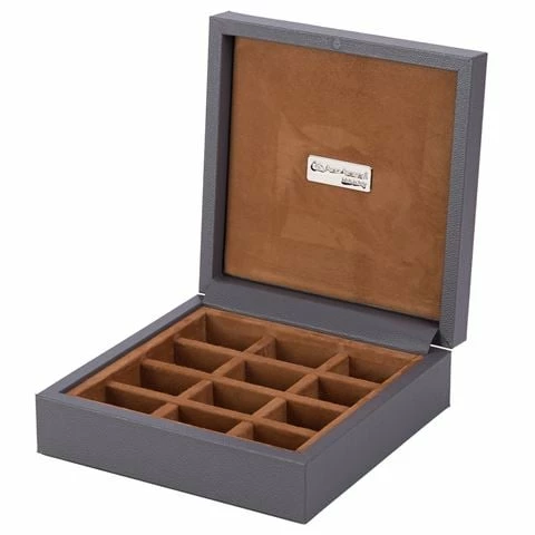 Renzo Romagnoli Renzo - Grey Leather Cufflink Box 12 Compartments