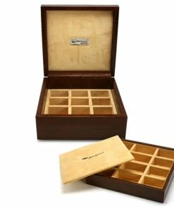 Renzo Romagnoli Renzo - Crocodile Leather Cufflink Box 24 Compartments Brown