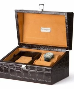 Renzo Romagnoli Renzo - Croc Print Leather Men's Accessory & Jewellery Box