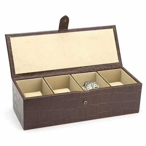 Redd Leather - Crocodile Leather Watch Box Large Brown